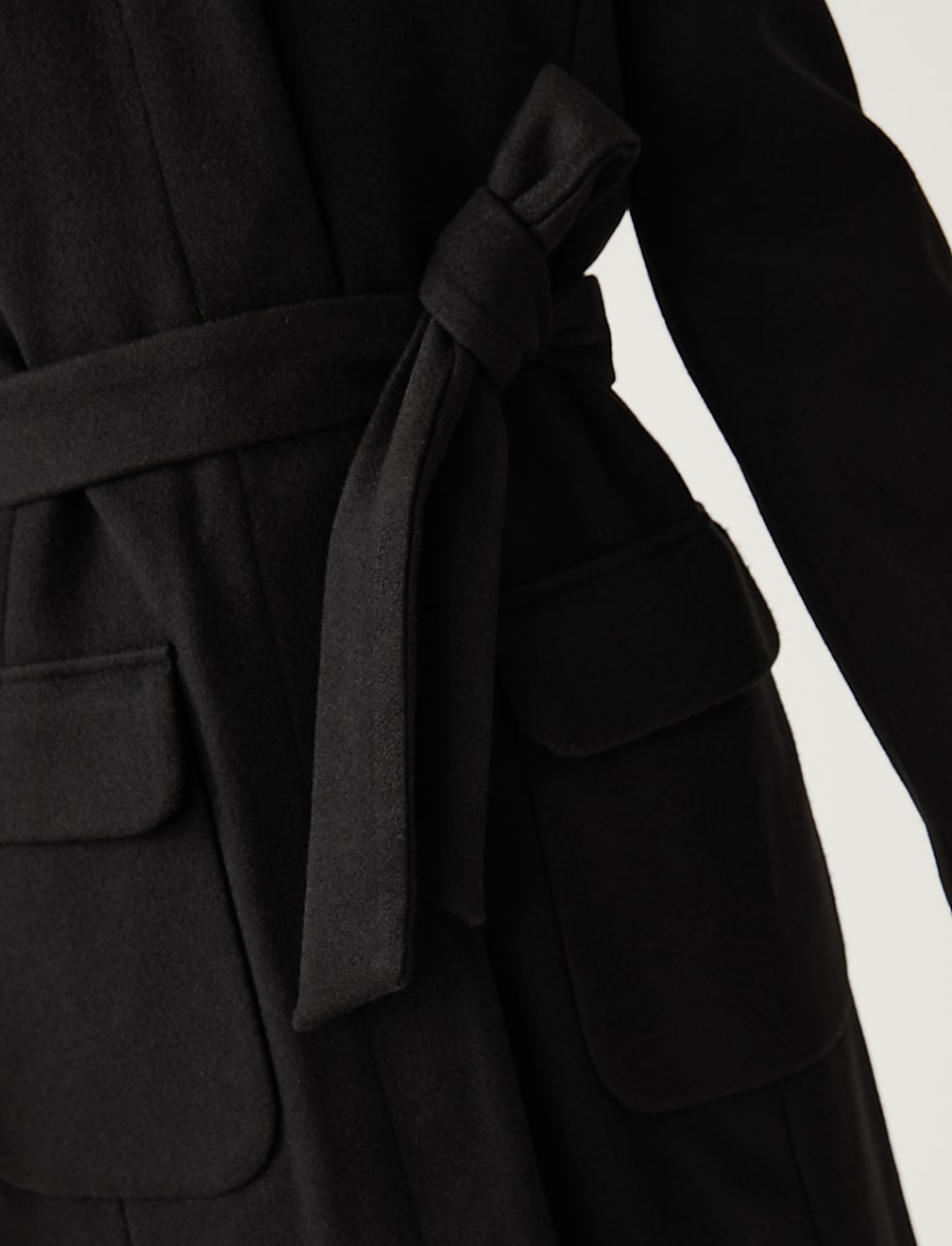 Belted Funnel Neck Trench Coat