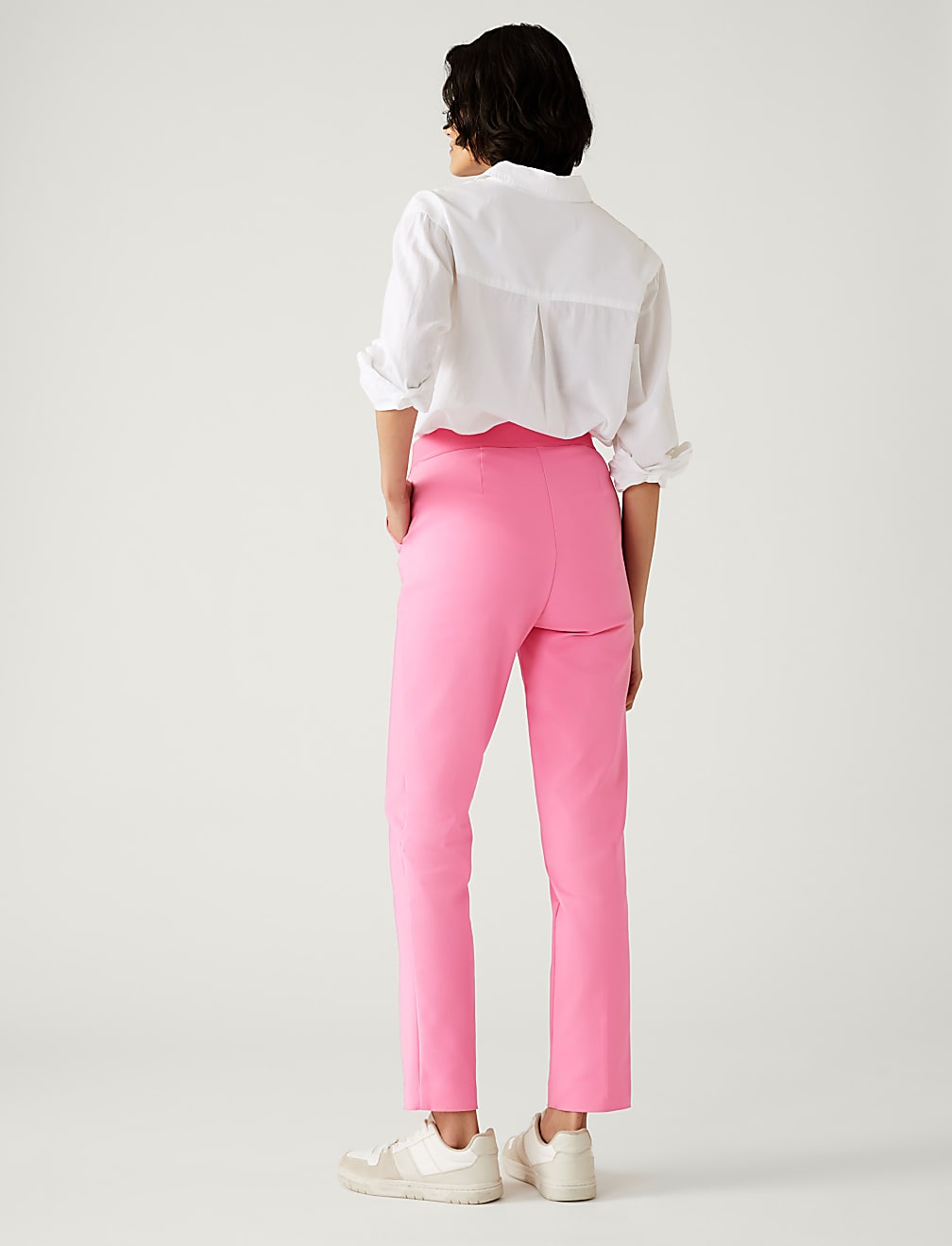 Cotton Blend Slim Fit Ankle Grazer Trousers