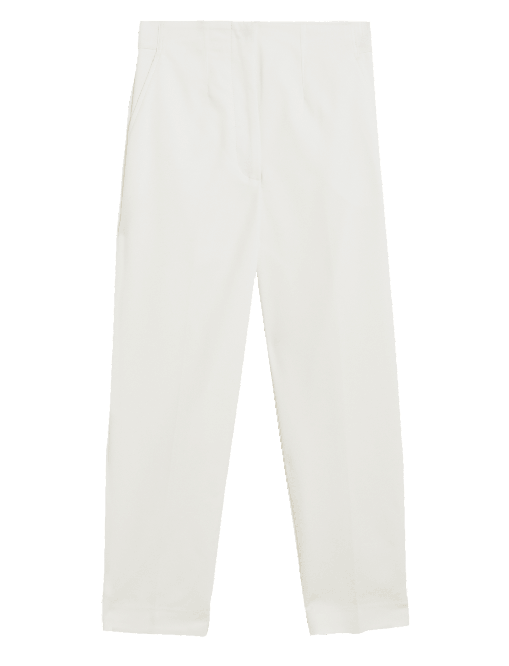 Cotton Blend Slim Fit Cropped Trousers