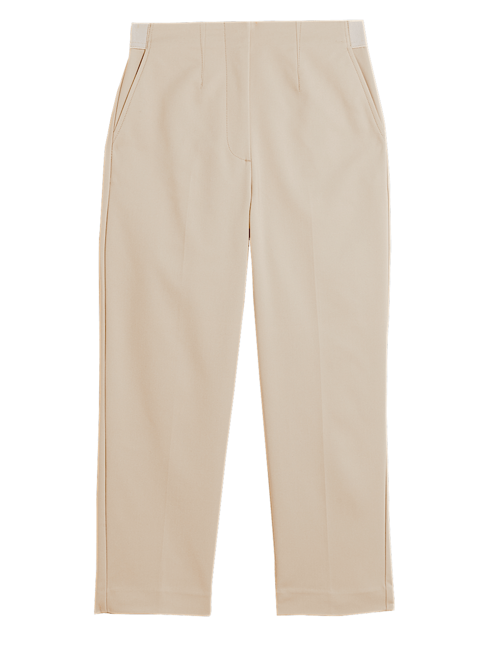 Cotton Blend Slim Fit Cropped Trousers
