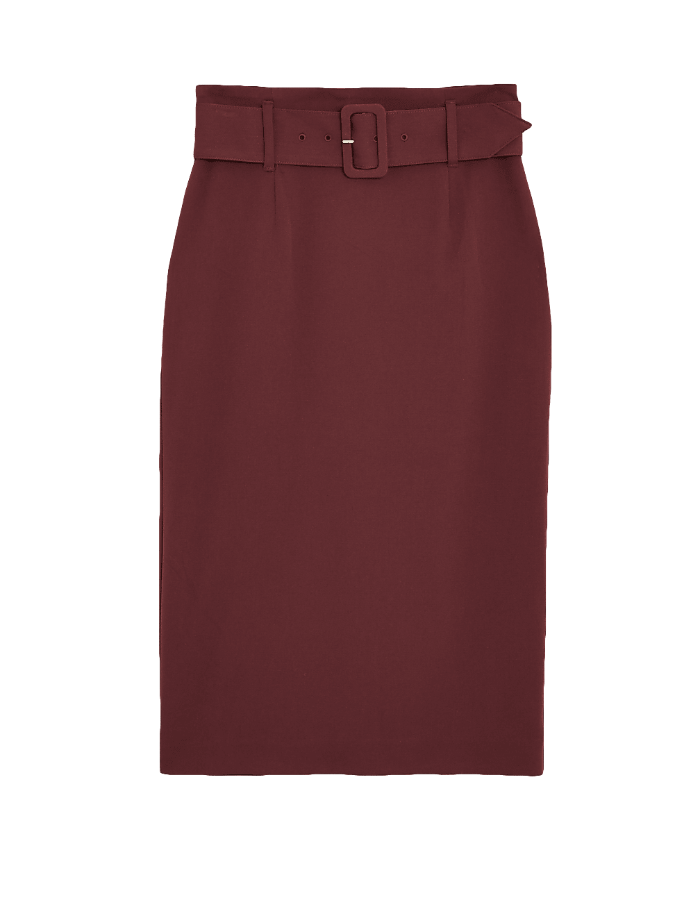Belted Knee Length Pencil Skirt