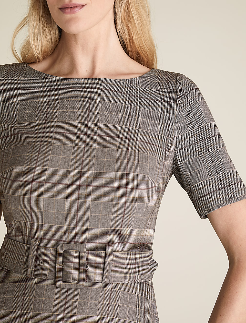 Checked Knee Length Skater Dress