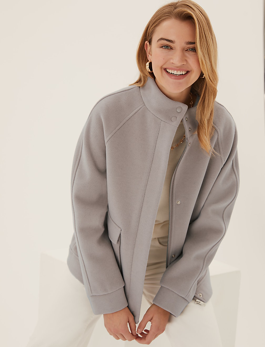 Funnel Neck Bomber Jacket