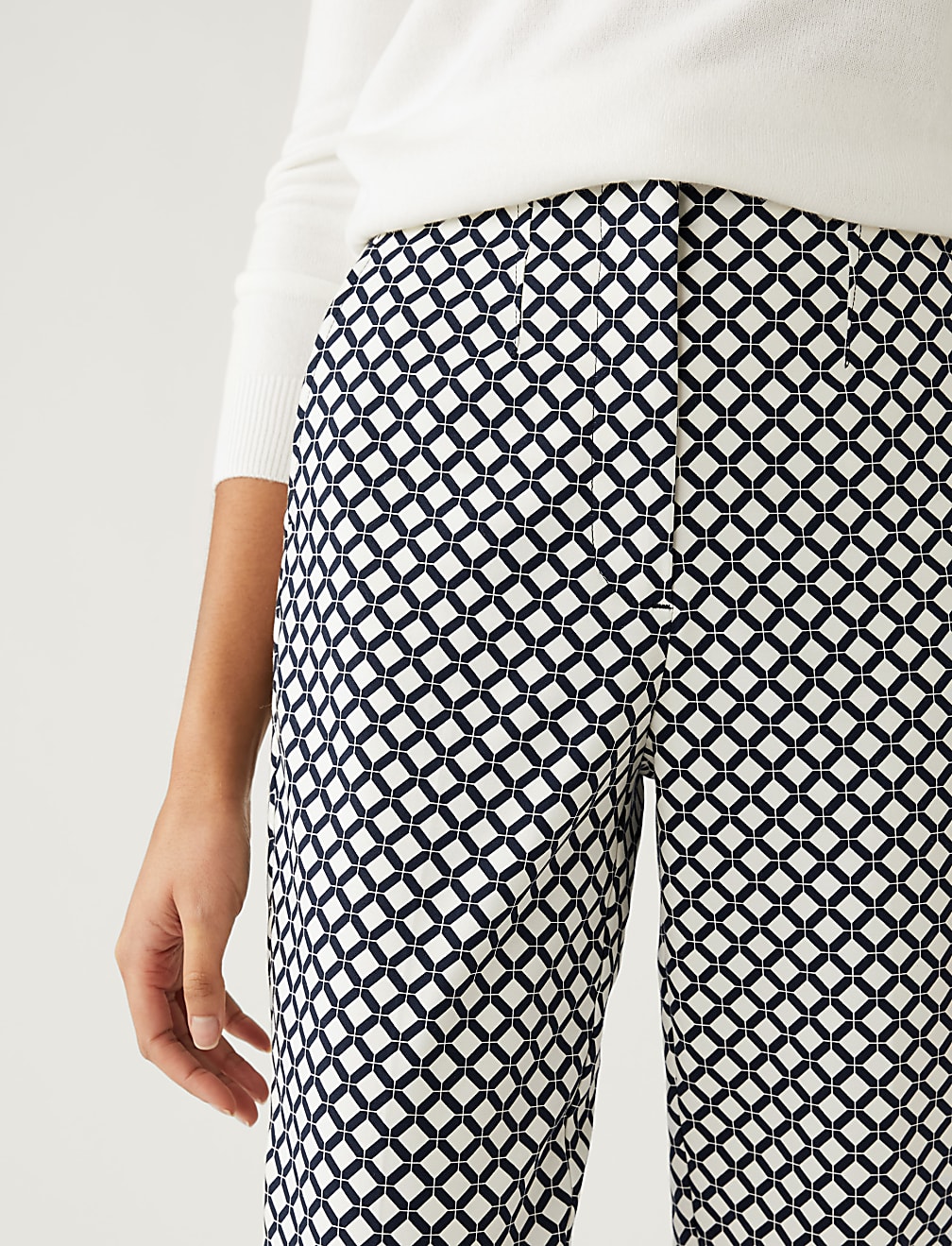 Cotton Rich Geometric Slim Fit Trousers
