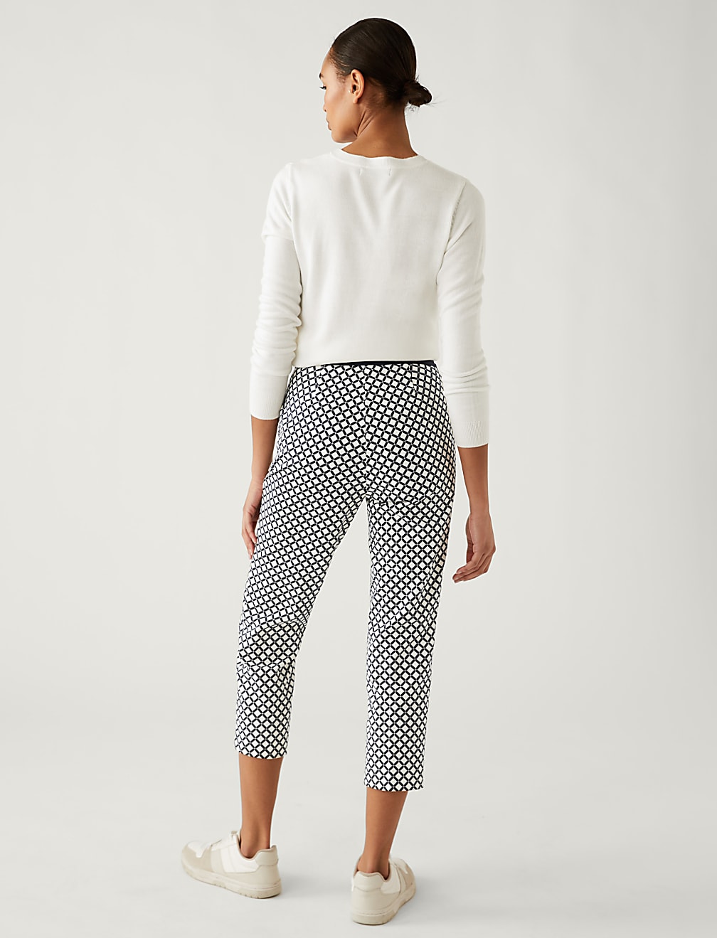 Cotton Rich Geometric Slim Fit Trousers