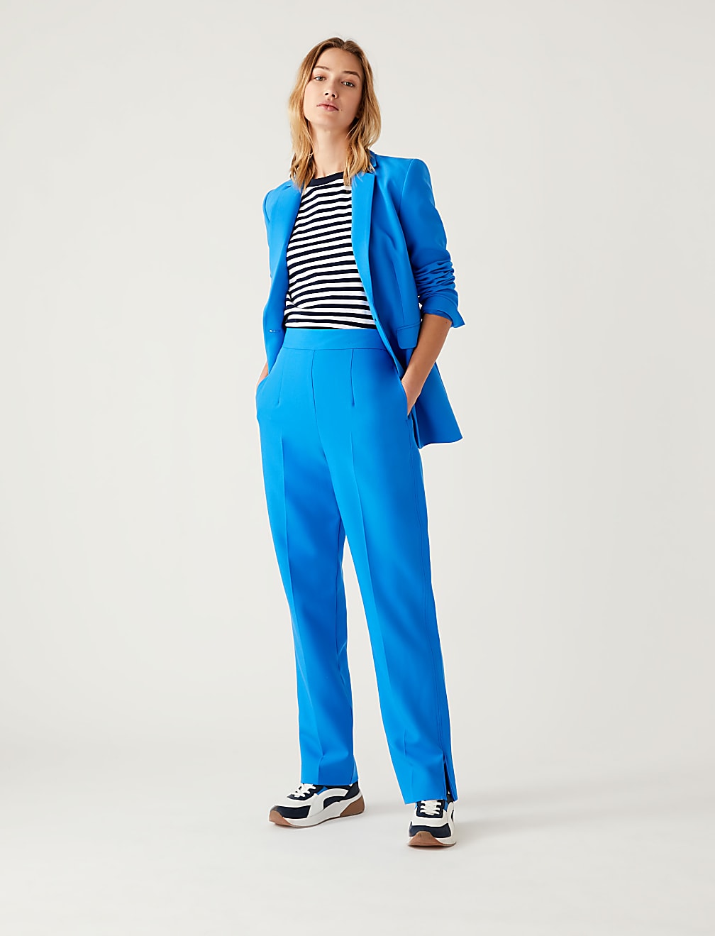 Zip Detail Straight Leg Trousers