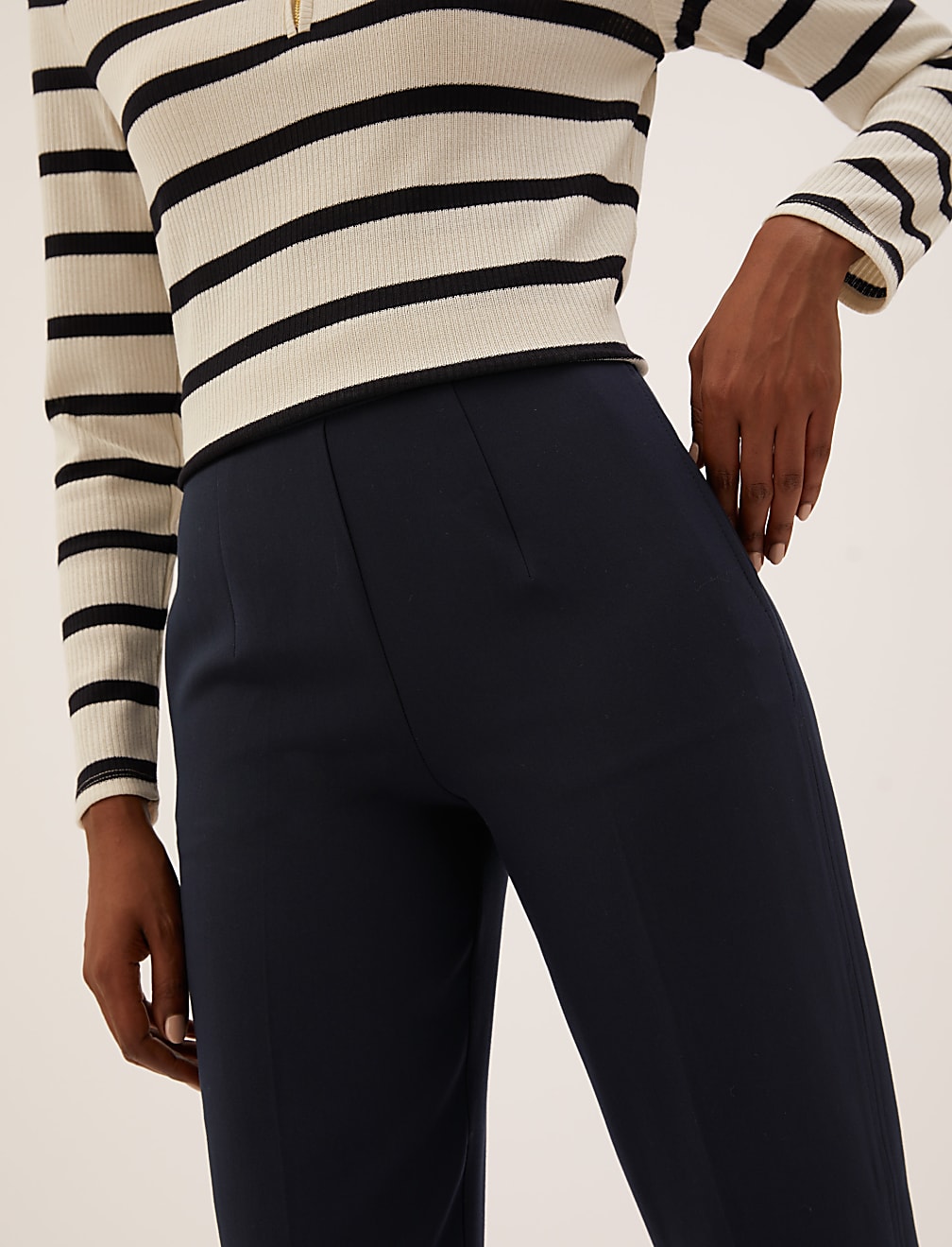 Zip Detail Straight Leg Trousers