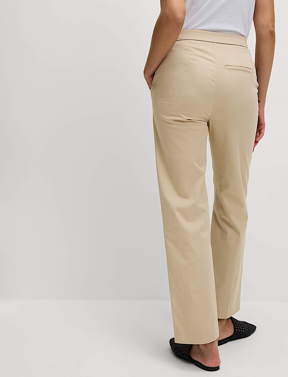 Cotton Rich Straight Leg Ankle Grazer Trousers