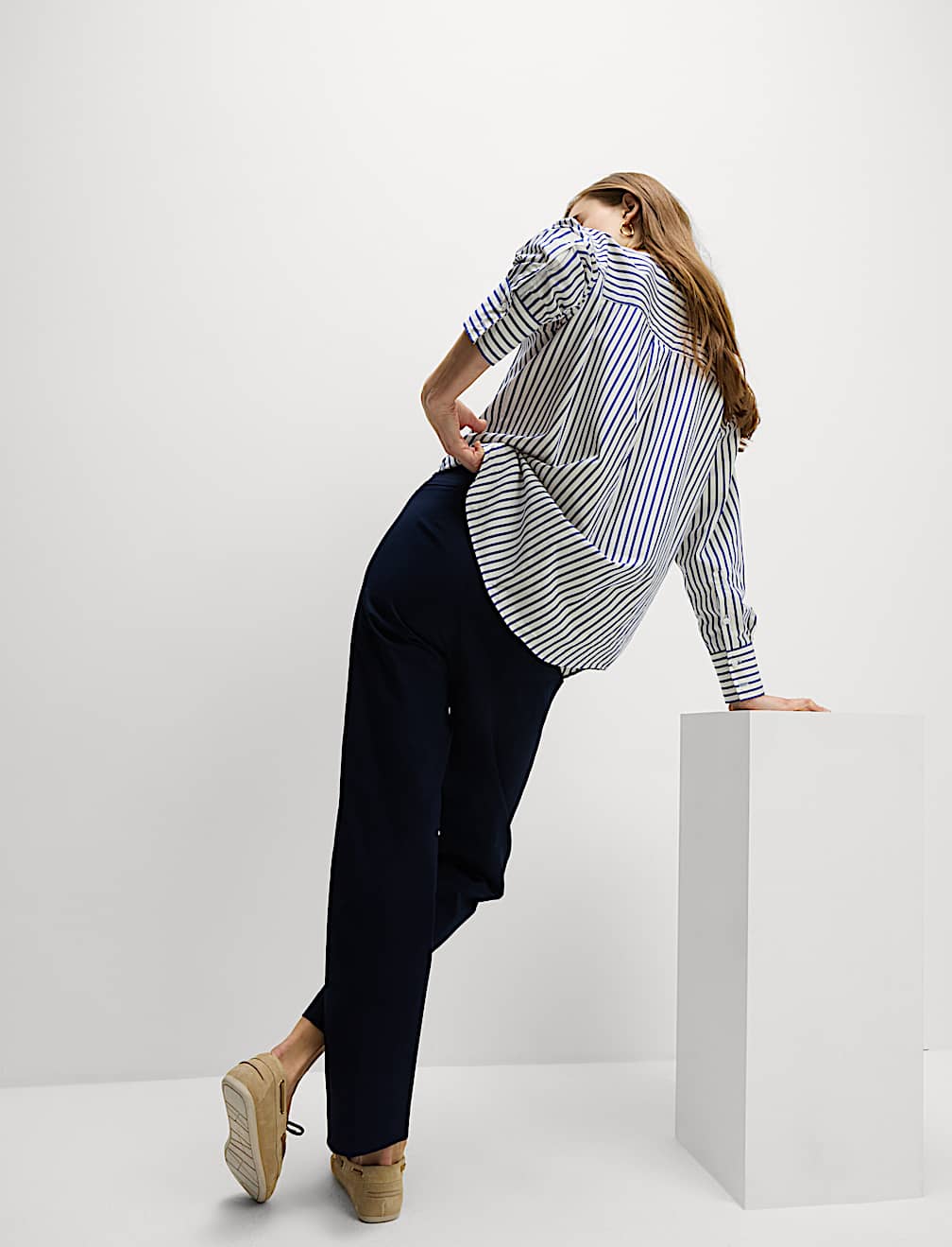 Cotton Rich Straight Leg Ankle Grazer Trousers