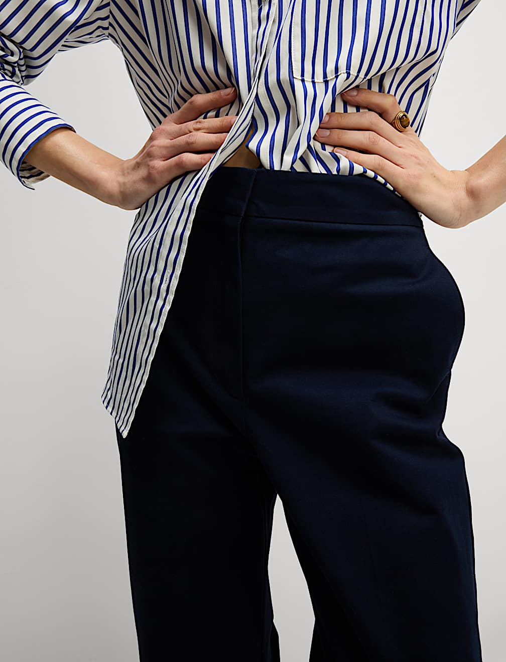Cotton Rich Straight Leg Ankle Grazer Trousers