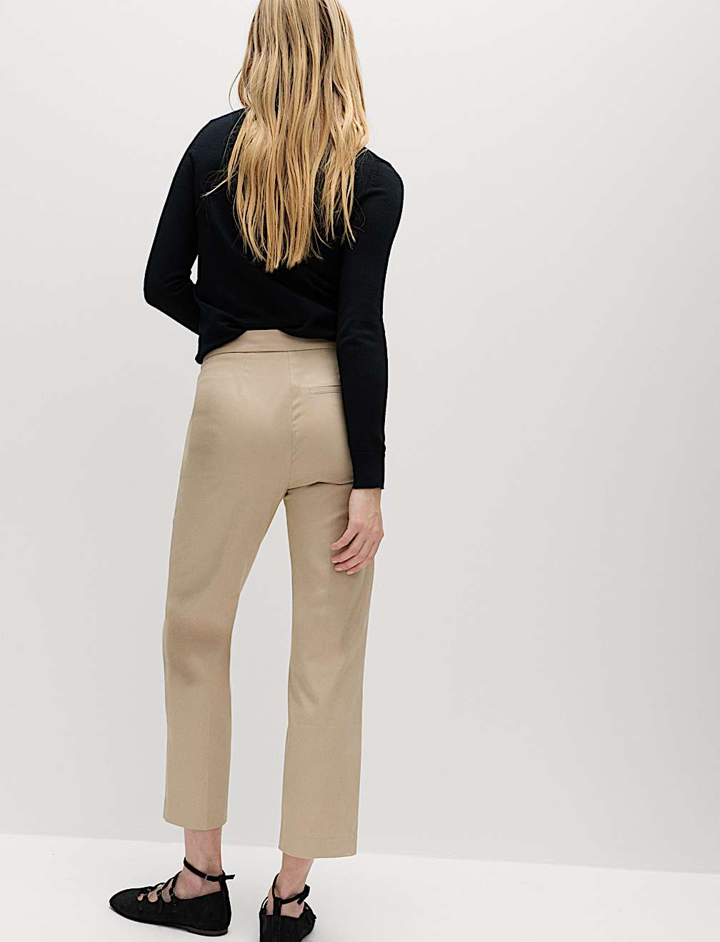Cotton Rich Straight Leg Ankle Grazer Trousers
