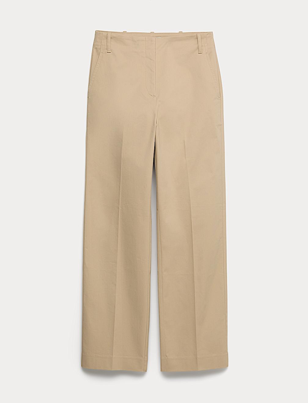 Cotton Rich Straight Leg Ankle Grazer Trousers
