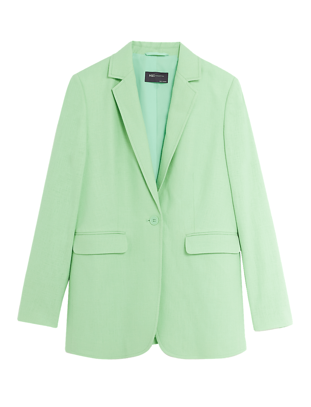 Linen Blend Tailored Single Breasted Blazer