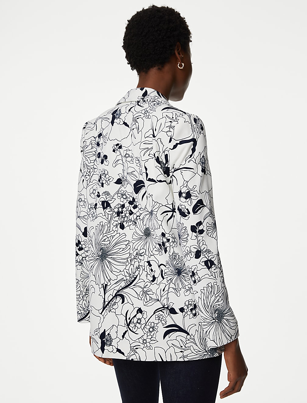 Satin Relaxed Floral Single Breasted Blazer