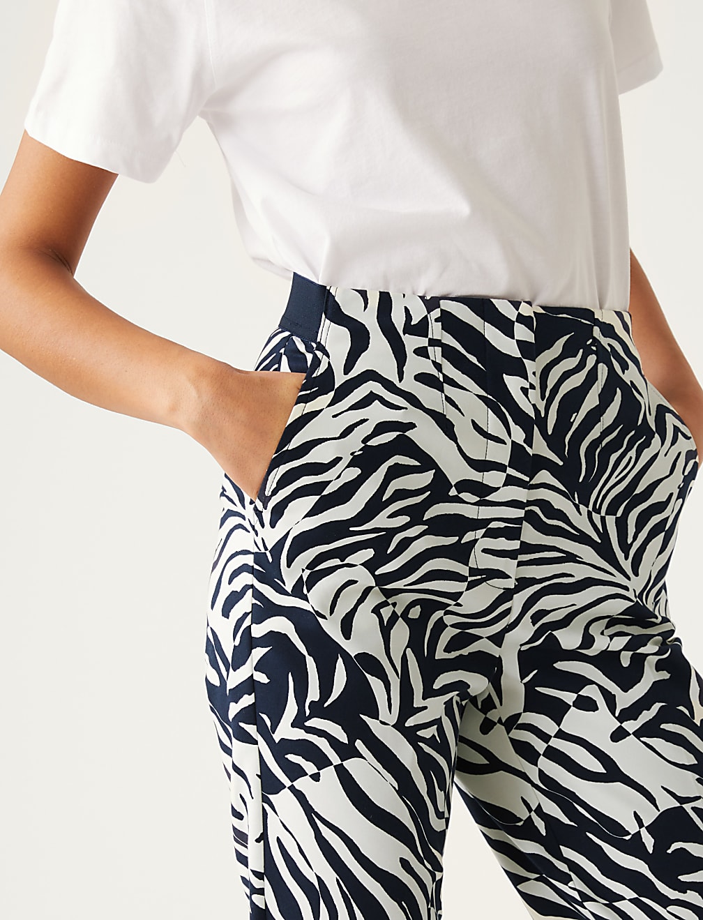 Cotton Rich Animal Print Slim Fit Trousers