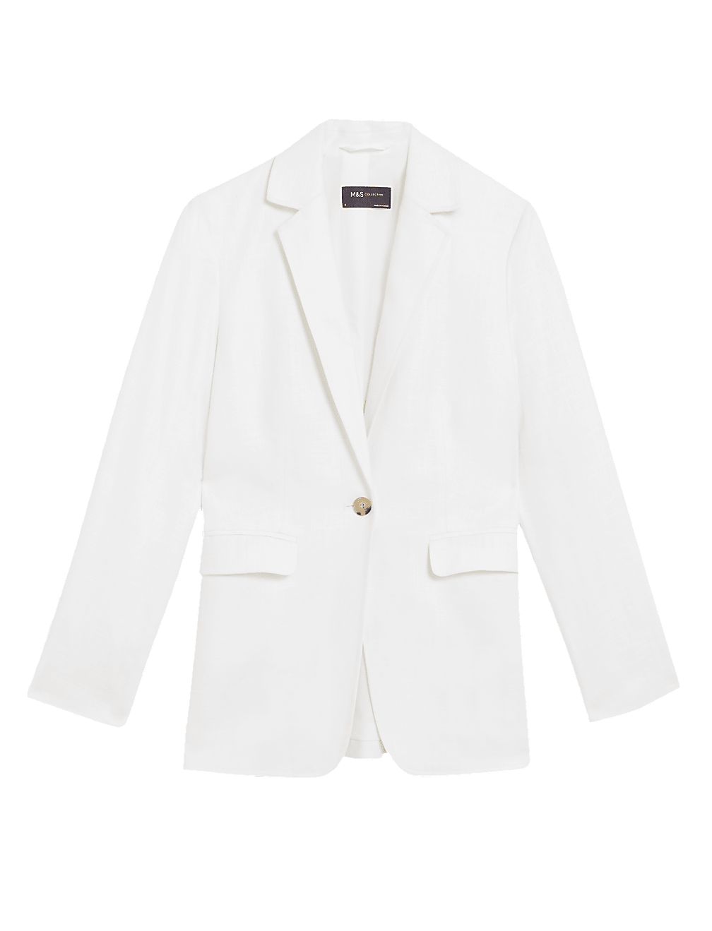 Linen Blend Tailored Single Breasted Blazer