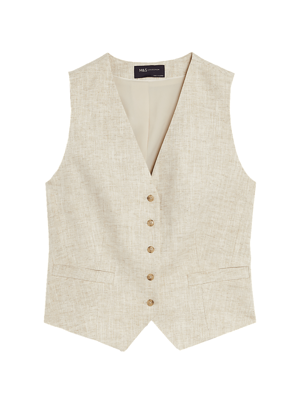 Linen Blend Tailored Waistcoat