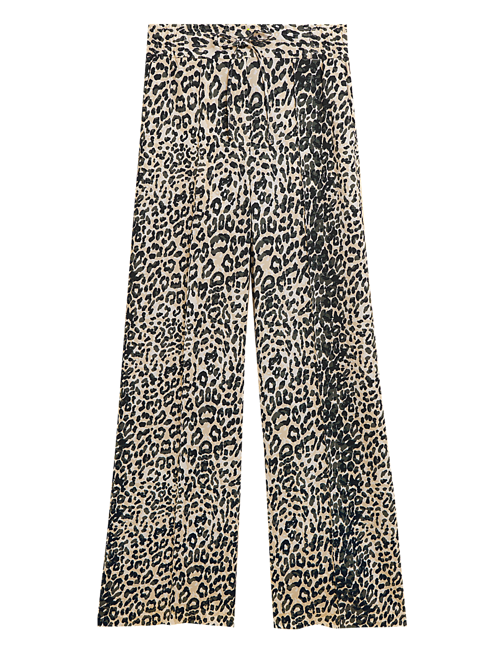 Twill Animal Print Wide Leg Trousers