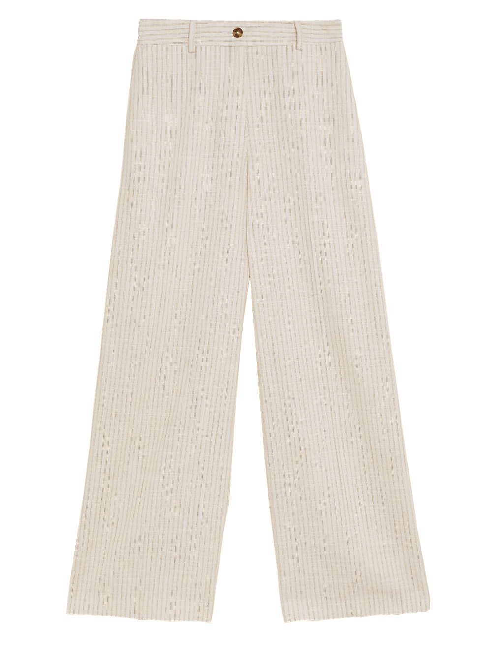 Linen Blend Striped Wide Leg Trousers