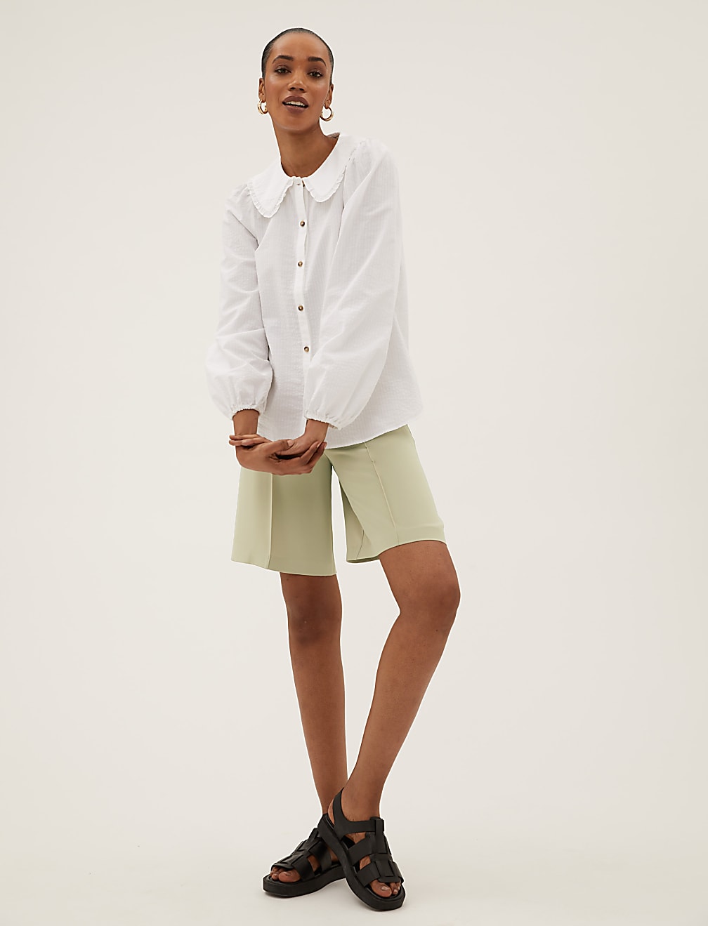 Twill Pleat Front Bermuda Shorts