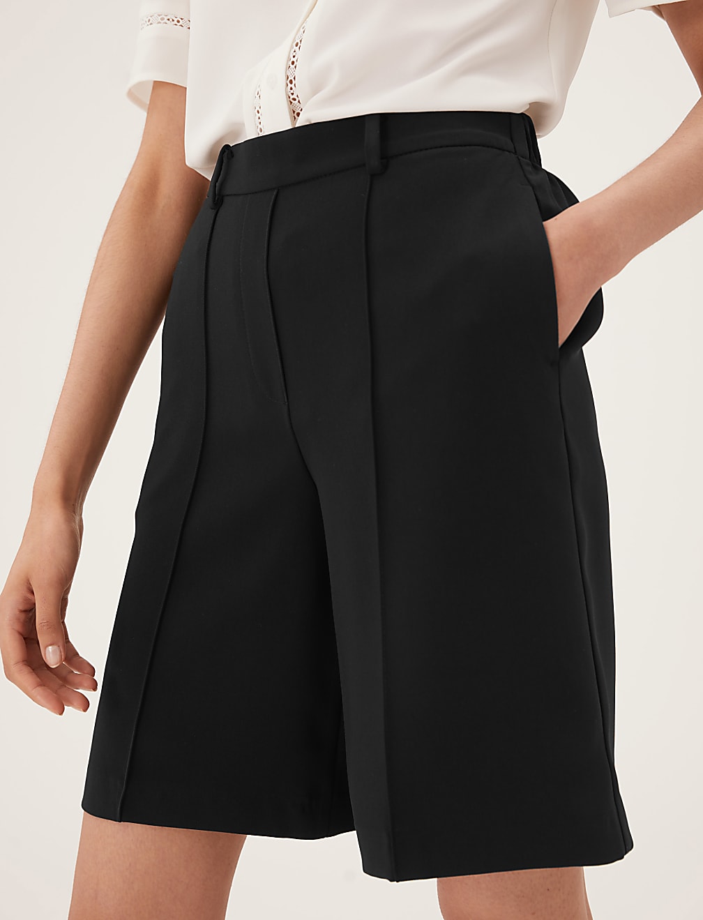 Twill Pleat Front Bermuda Shorts