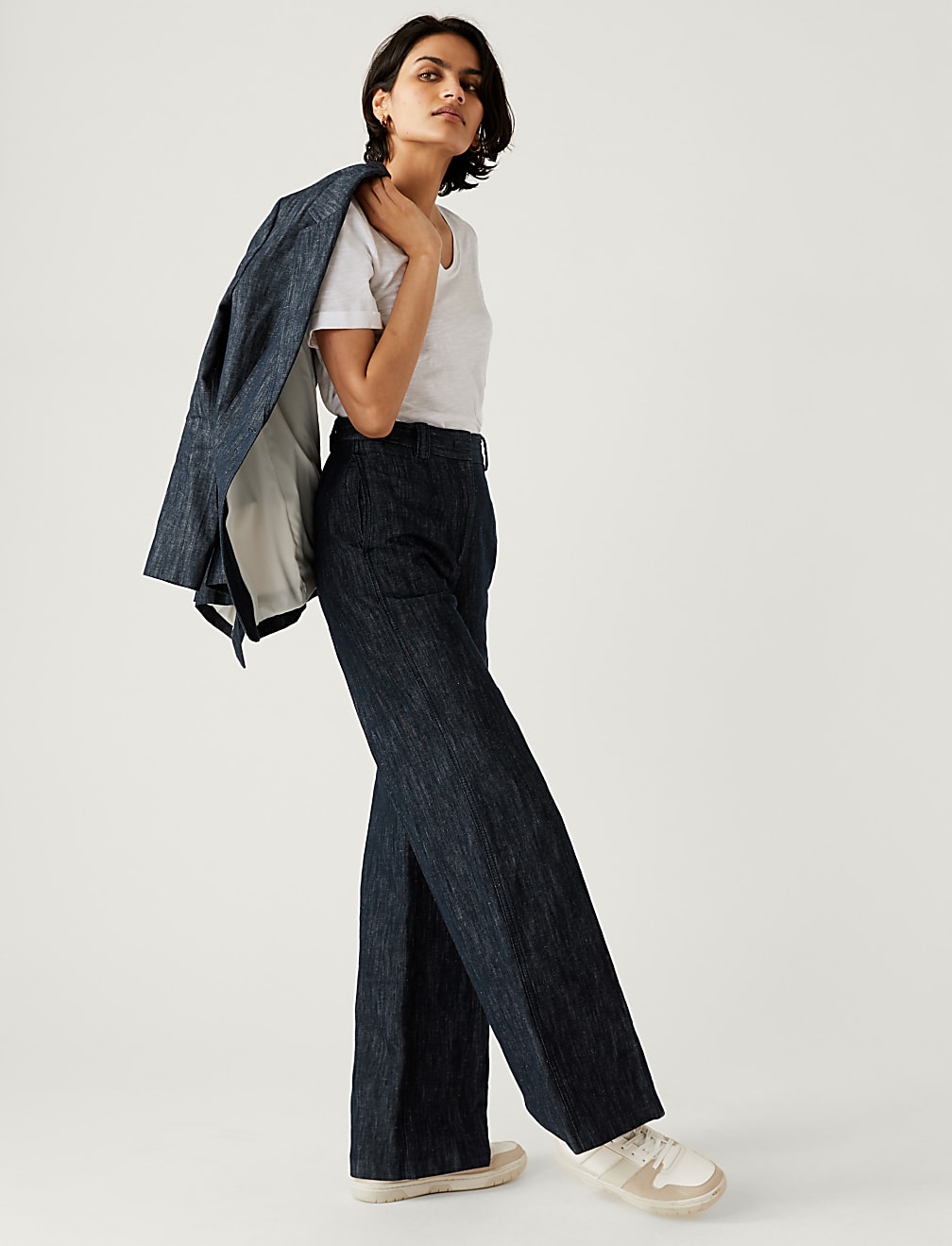 Cotton Rich Wide Leg Trousers