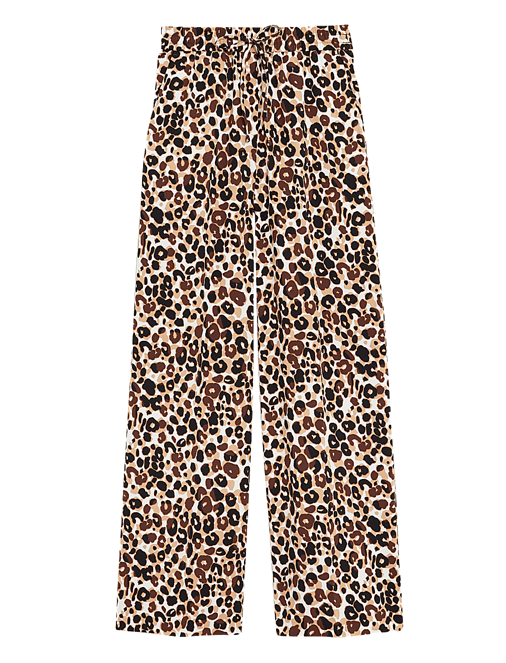 Crepe Animal Print Wide Leg Trousers