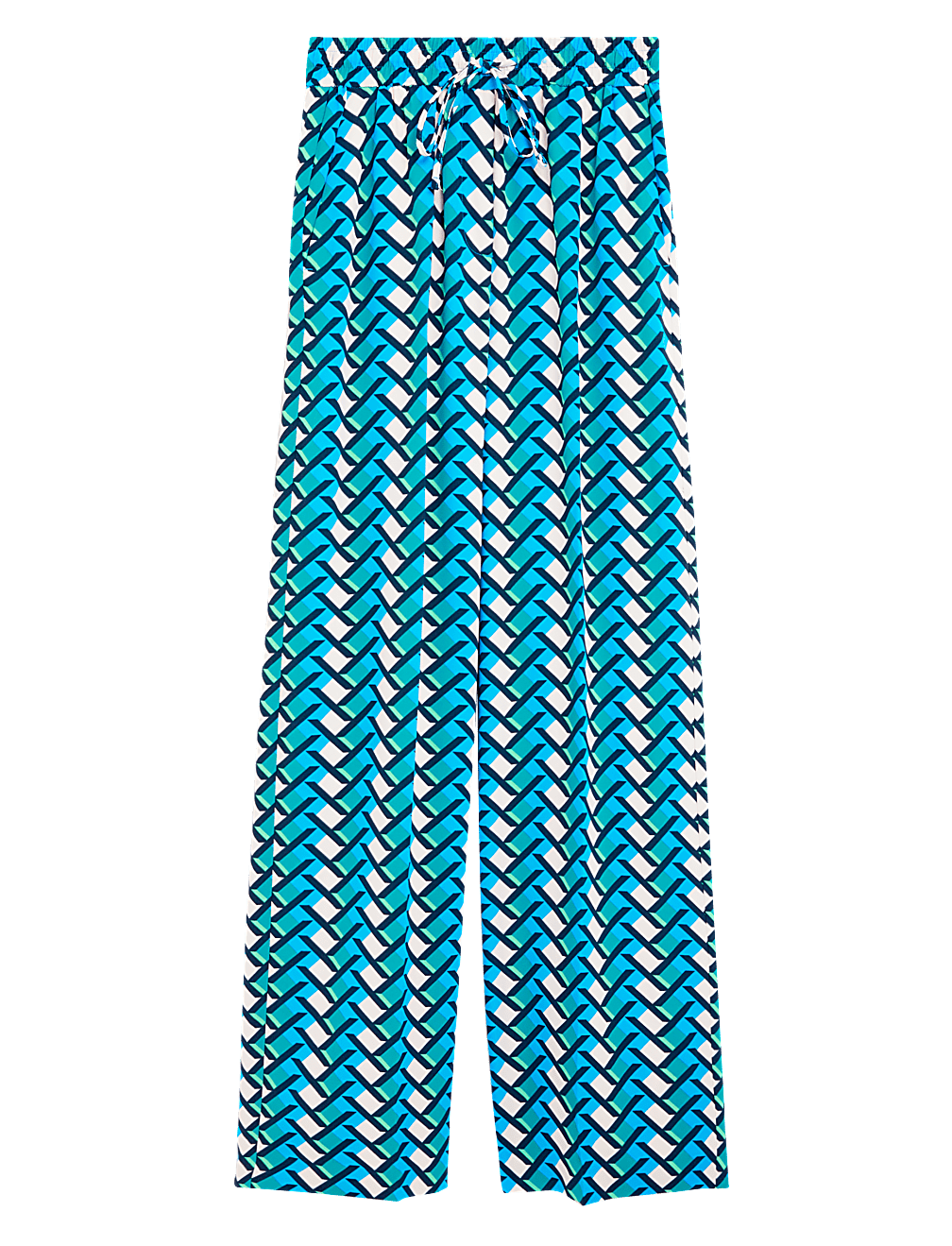 Printed Drawstring Wide Leg Trousers