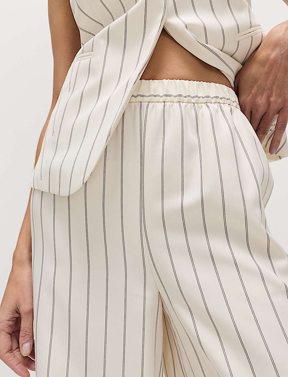 Pinstripe Wide Leg Trousers