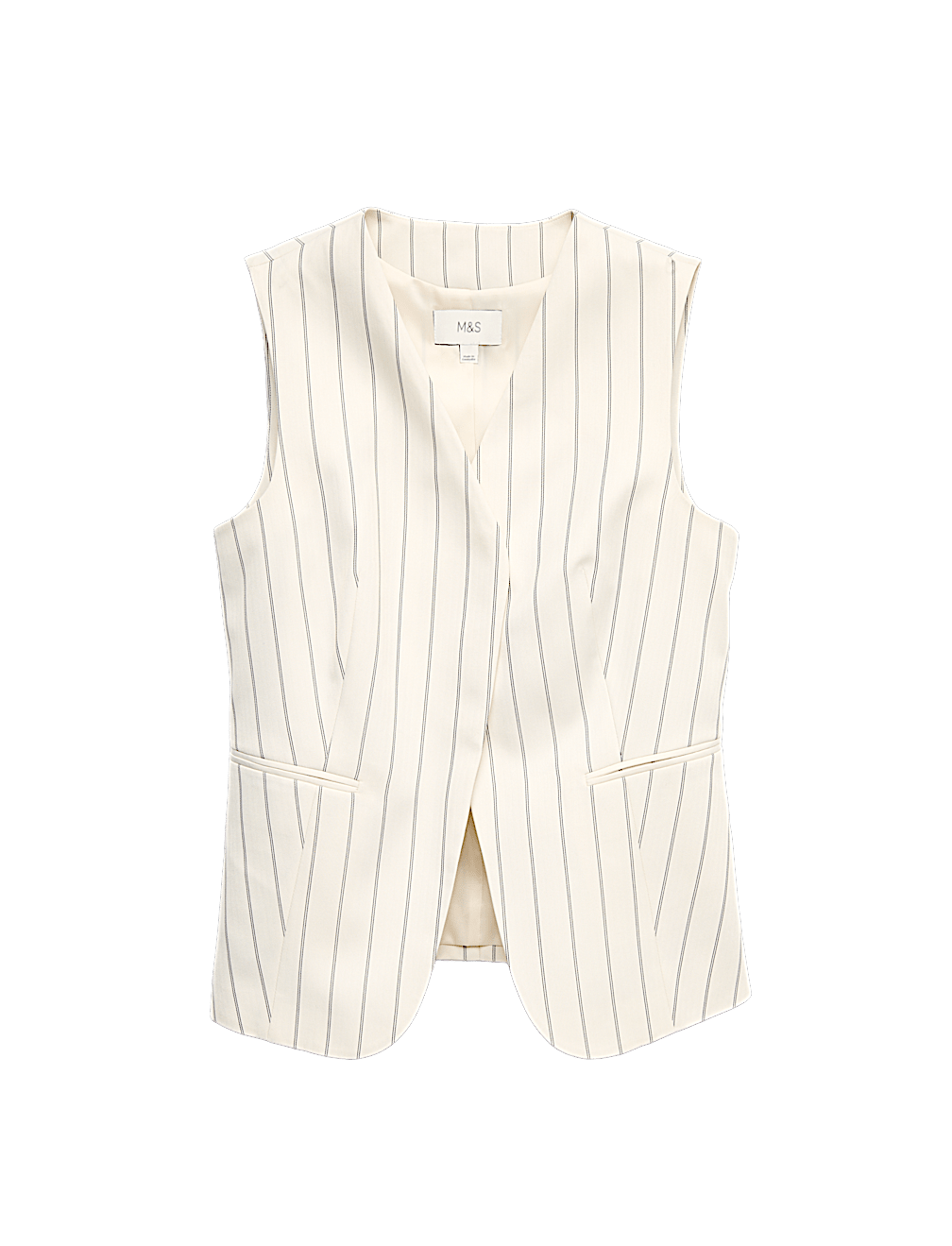 Striped V-Neck Longline Waistcoat