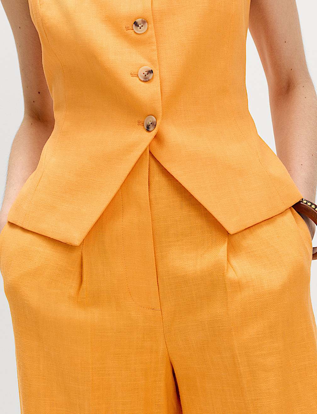 Linen Rich Tailored Wide Leg Trousers