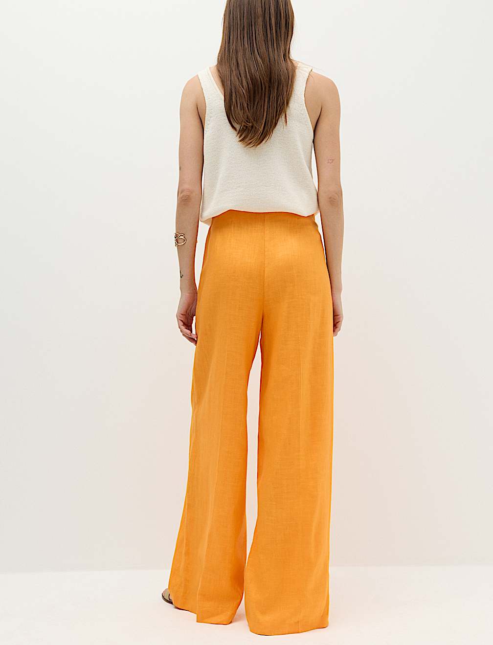 Linen Rich Tailored Wide Leg Trousers