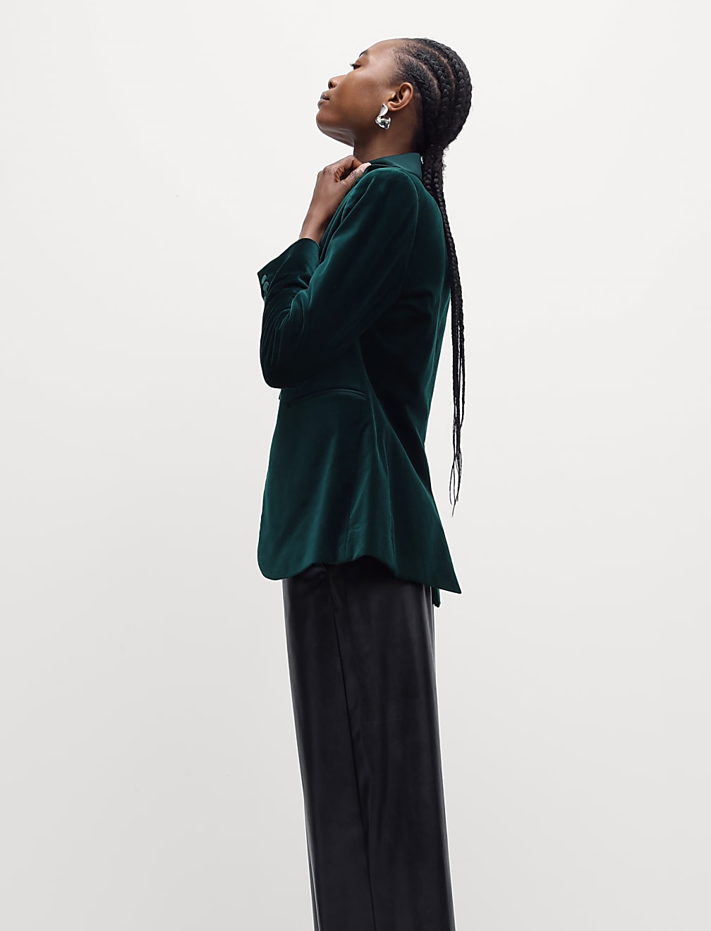 Velvet Tailored Single Breasted Blazer