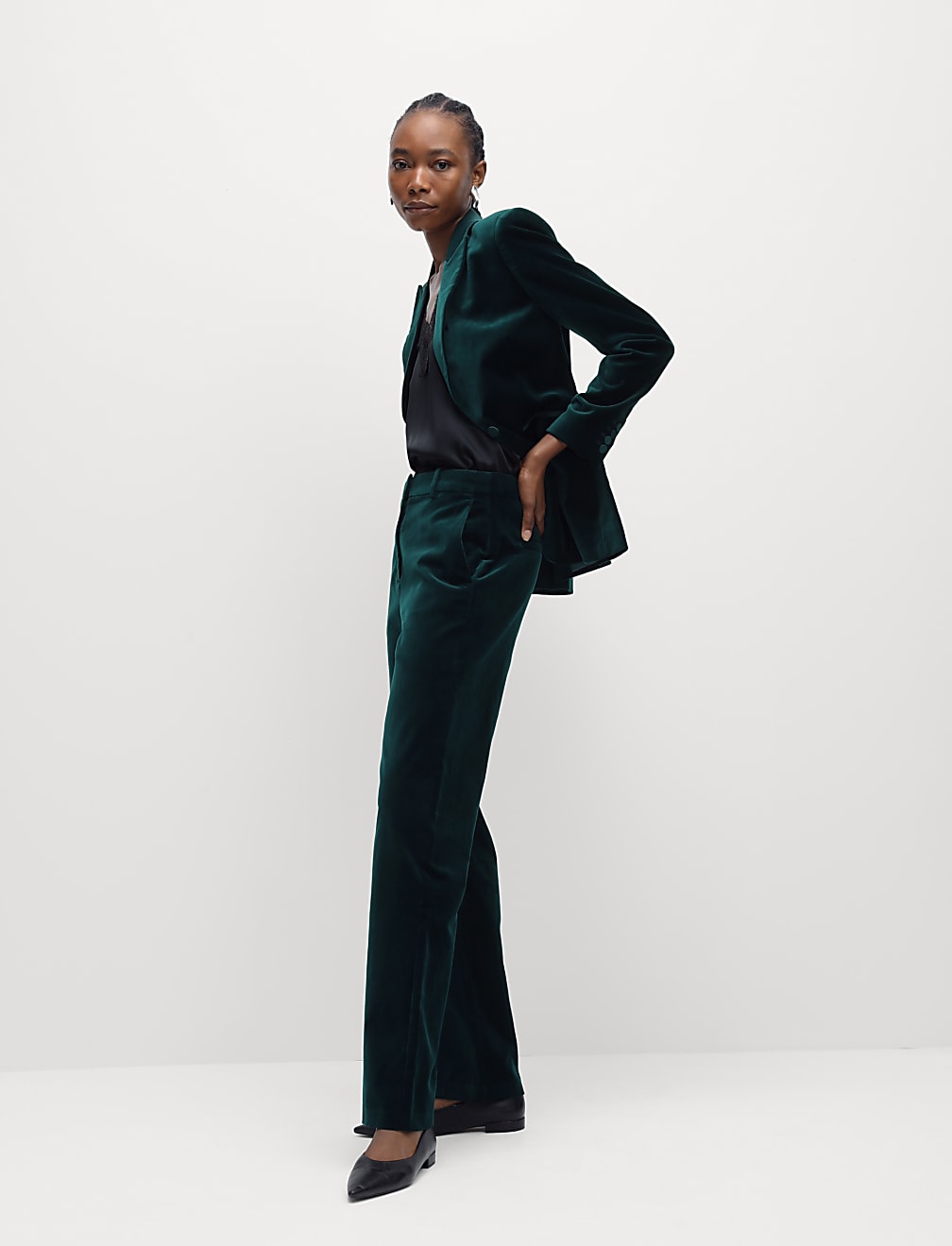 Velvet Tailored Single Breasted Blazer