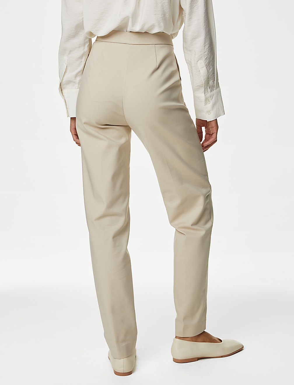 Cotton Blend Slim Fit Ankle Grazer Trousers