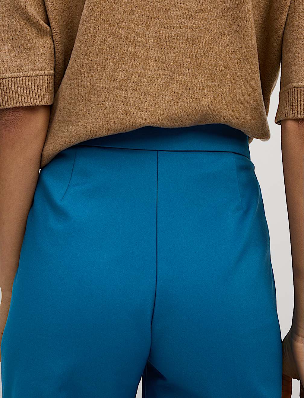Cotton Blend Slim Fit Ankle Grazer Trousers