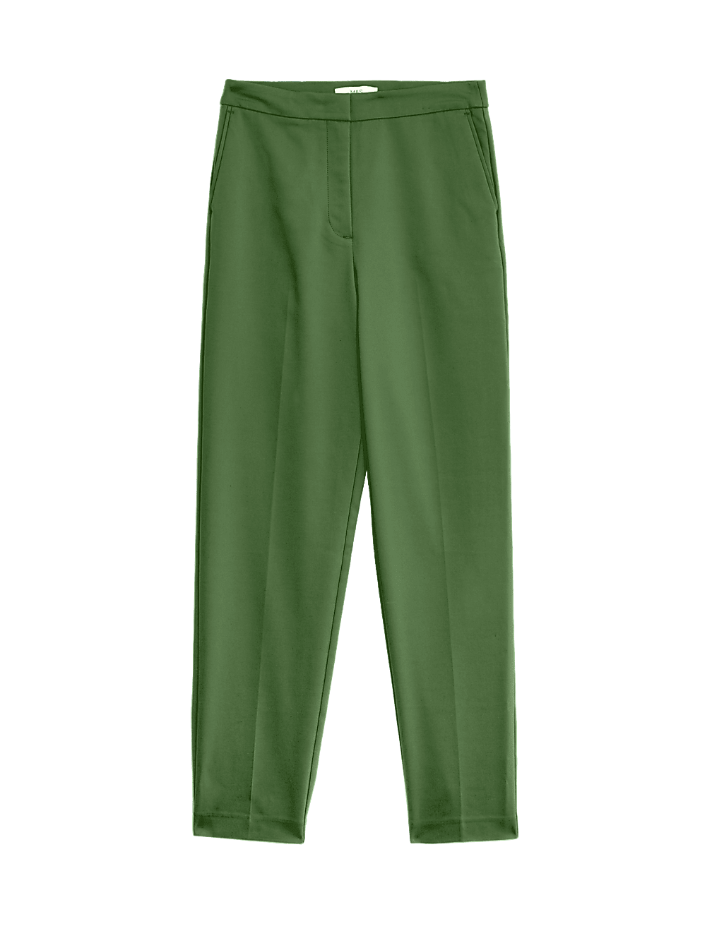 Cotton Blend Slim Fit Ankle Grazer Trousers