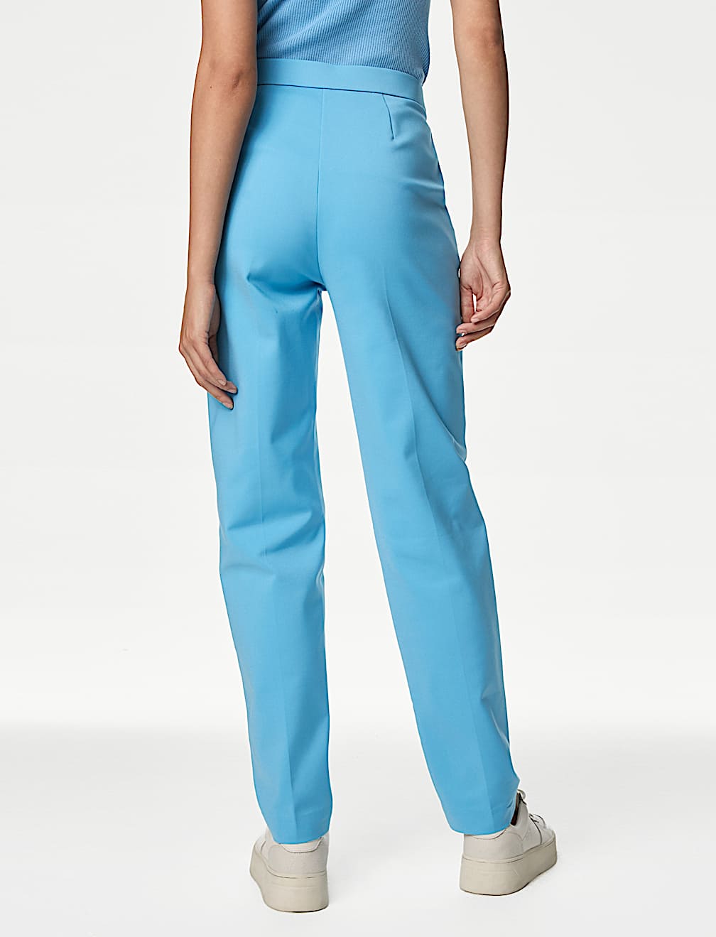 Cotton Blend Slim Fit Ankle Grazer Trousers