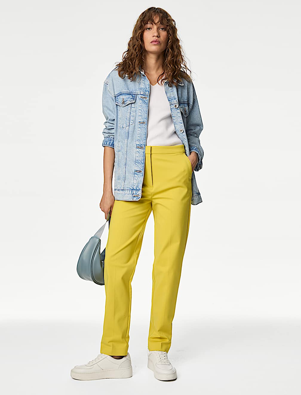 Cotton Blend Slim Fit Ankle Grazer Trousers