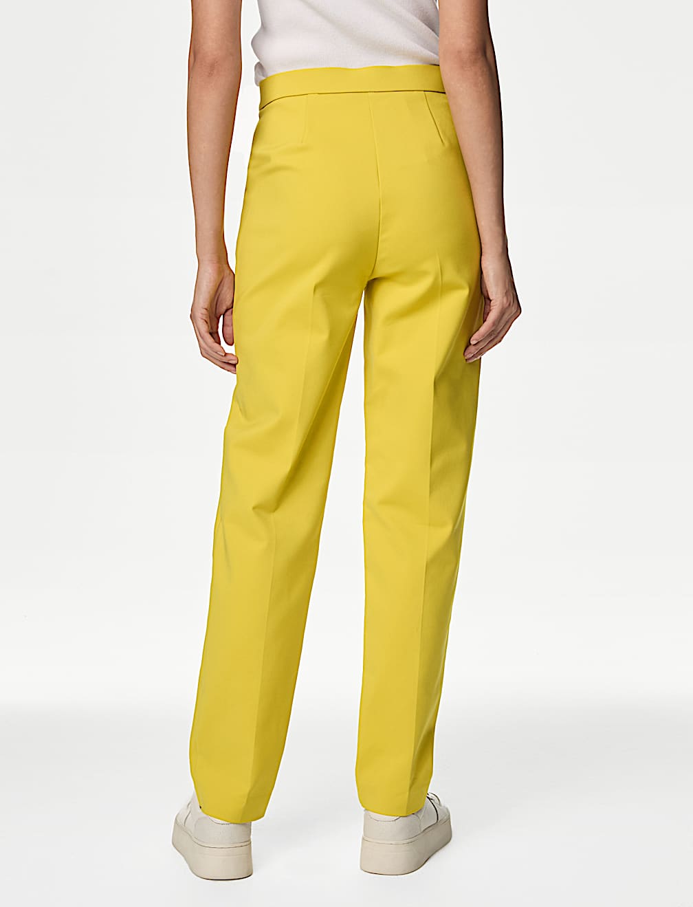 Cotton Blend Slim Fit Ankle Grazer Trousers