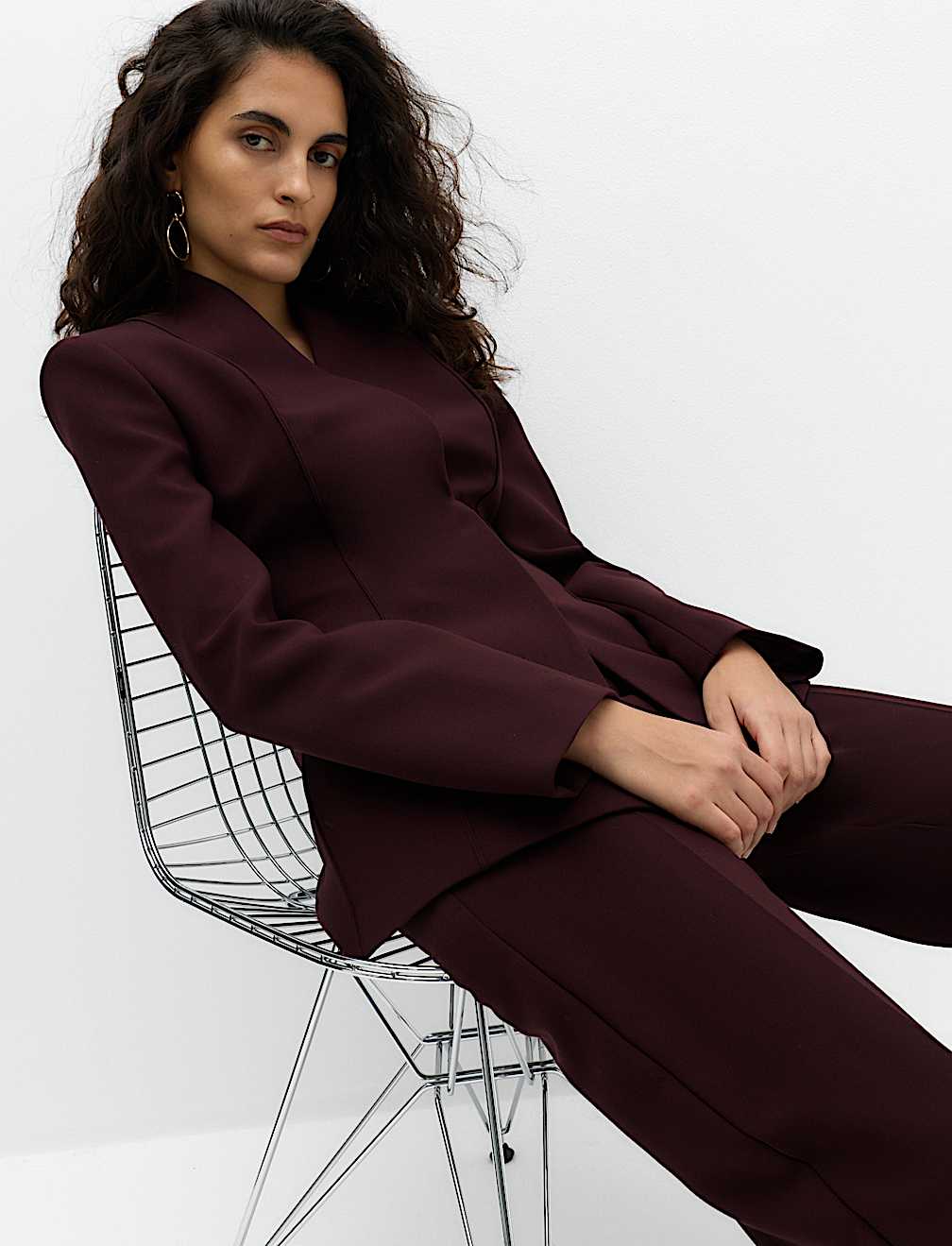 Woven Straight Leg Trousers with Stretch