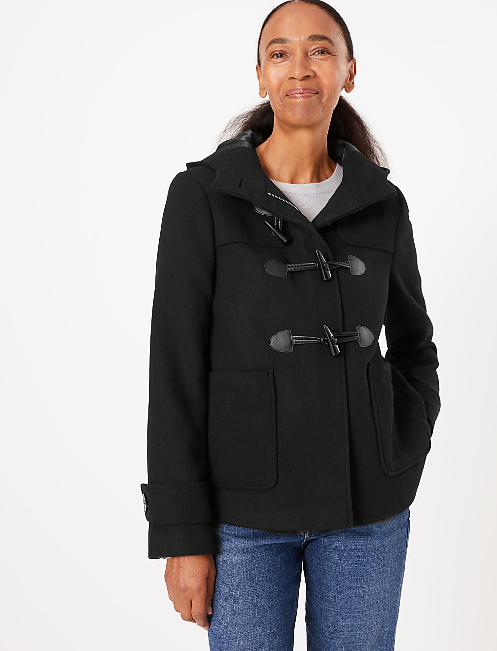 Womens duffle coat black hot sale