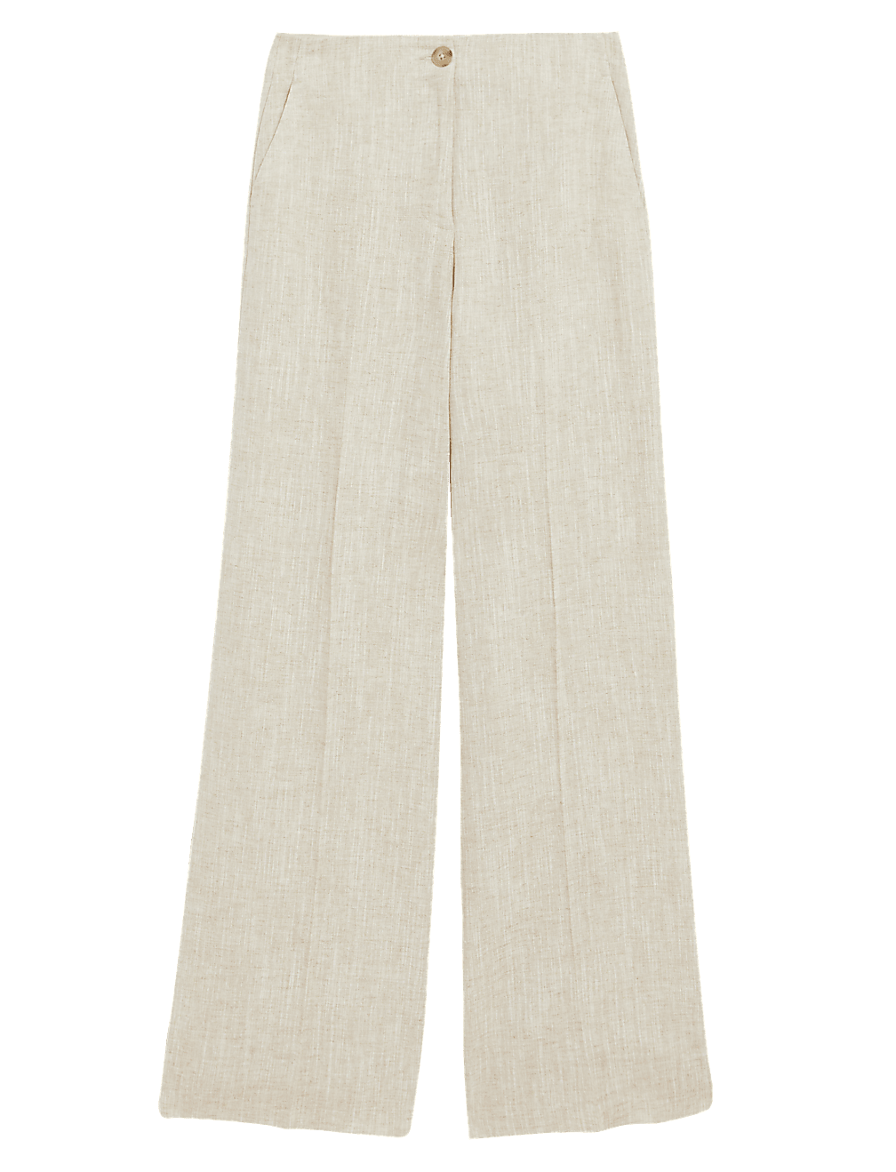 Linen Blend Wide Leg Trousers
