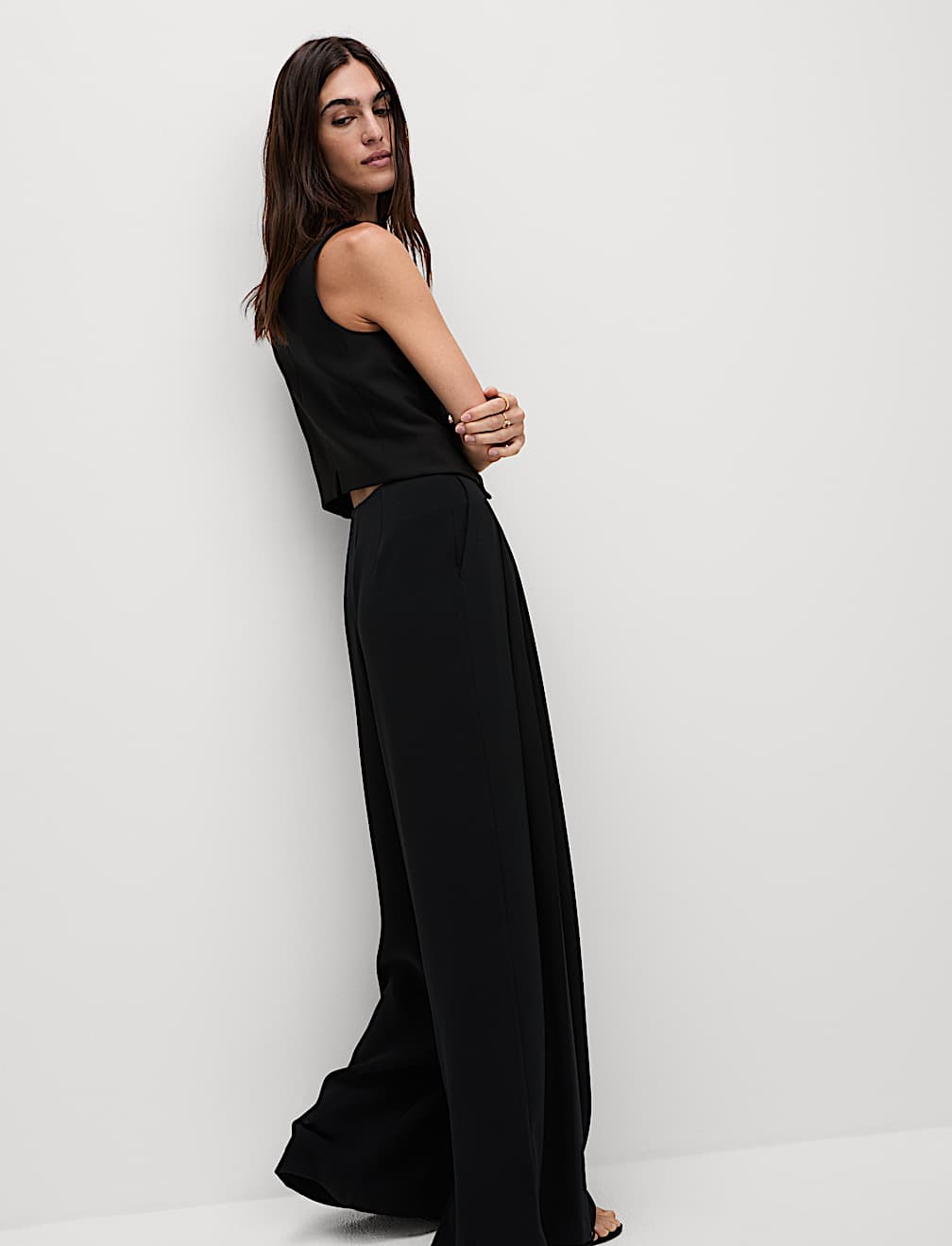 Knife Pleat High Waisted Trousers