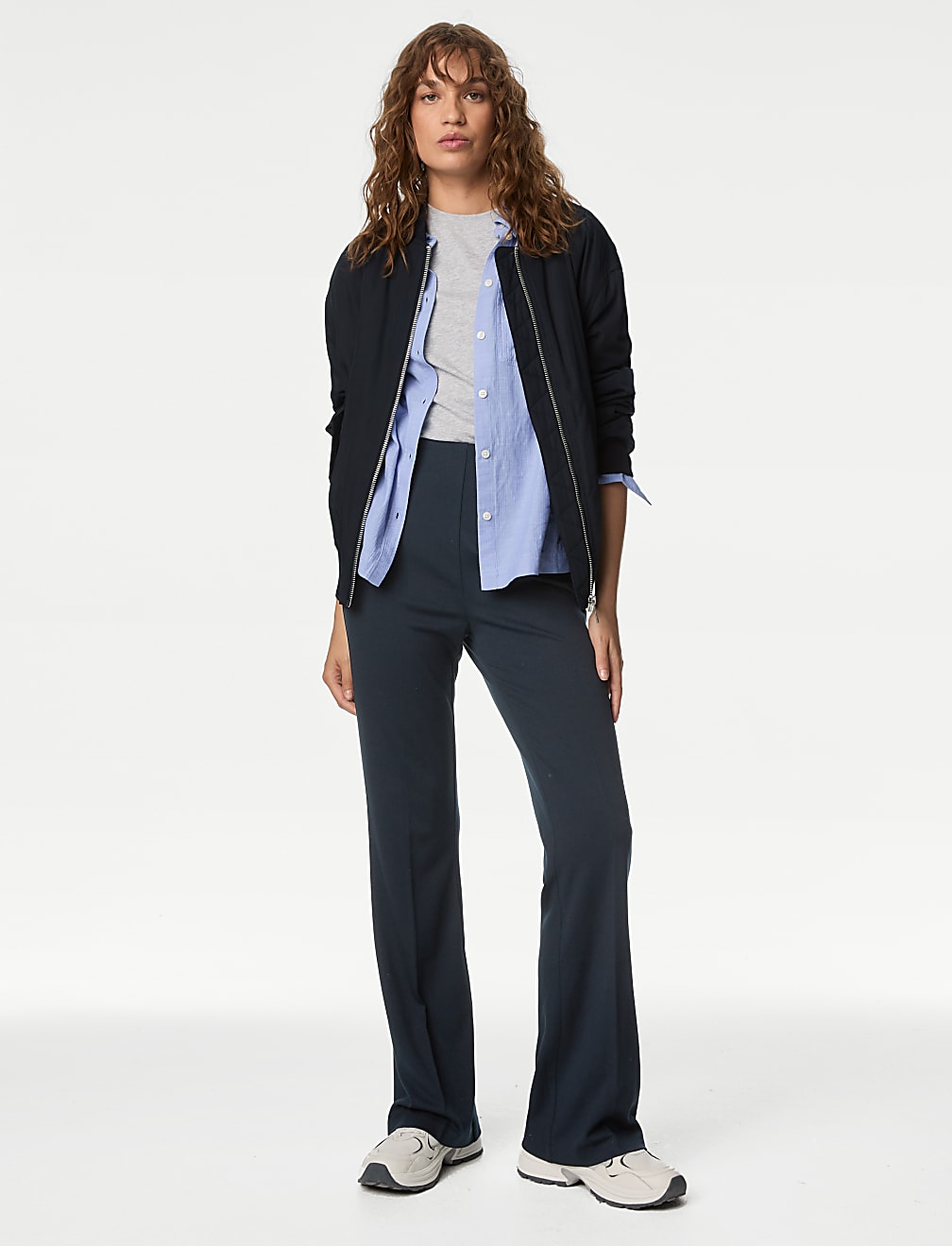 Jersey Elasticated Waist Flared Trousers