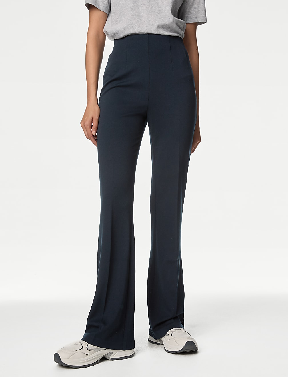 Jersey Elasticated Waist Flared Trousers