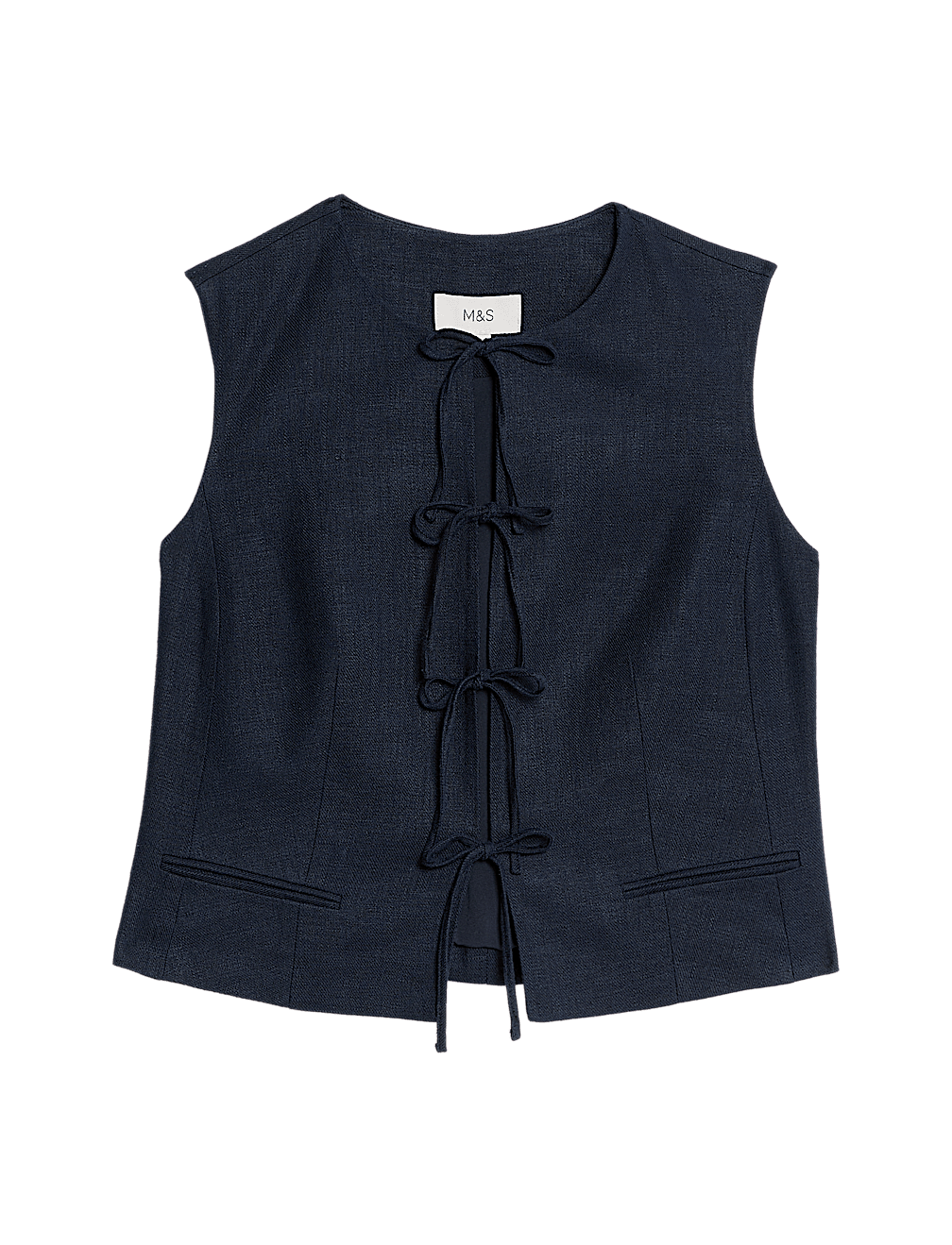 Linen Rich Tie Front Waistcoat