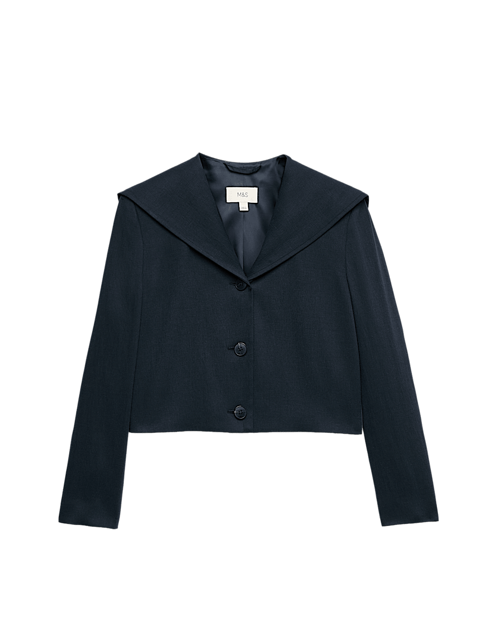 Collared Short Sailor Jacket with Linen