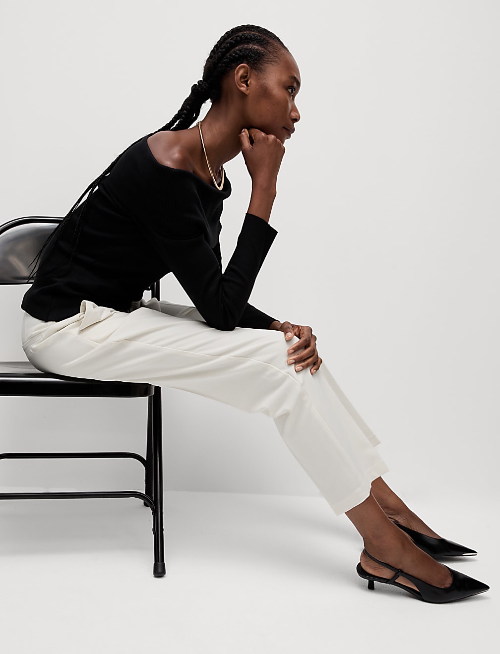 Pleat Front Tapered Ankle Grazer Trousers