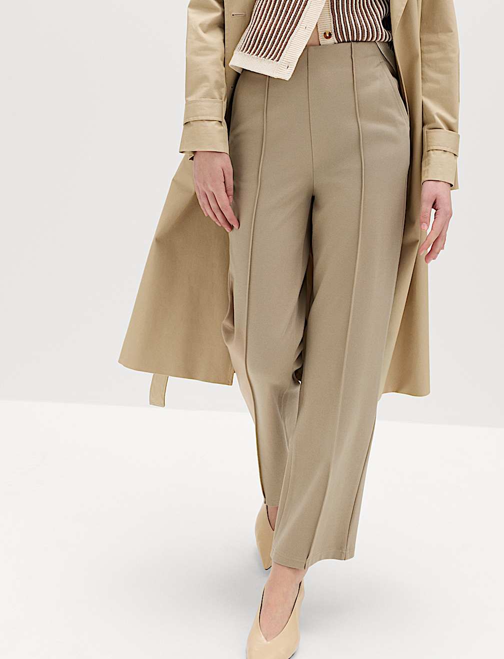 Jersey Twill Straight Leg Trousers